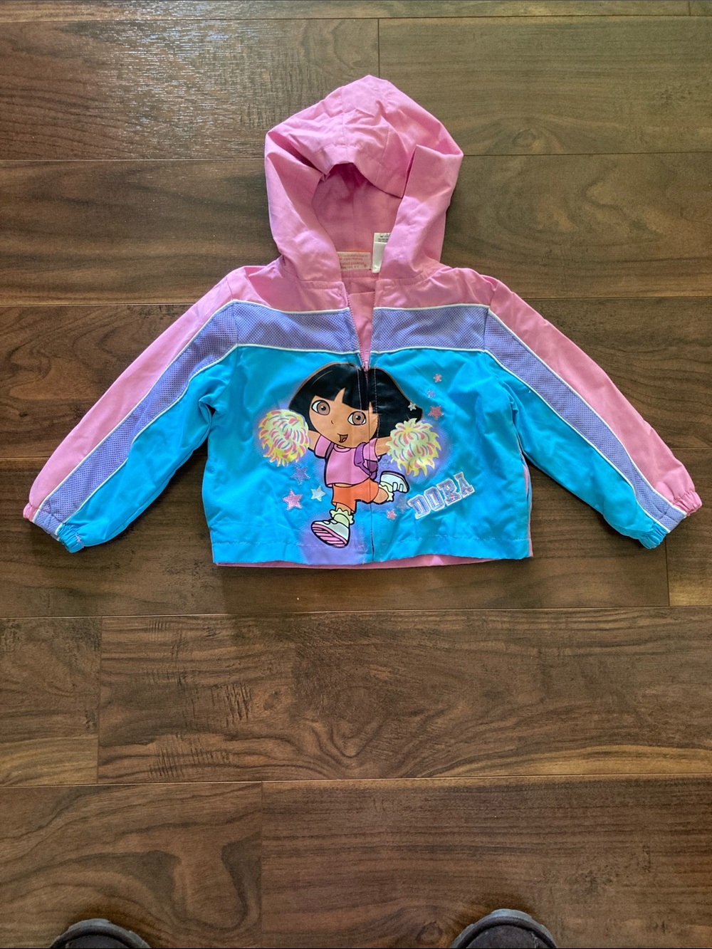 Nickelodeon Dora Pink and Blue Hooded Windbreaker Jacket